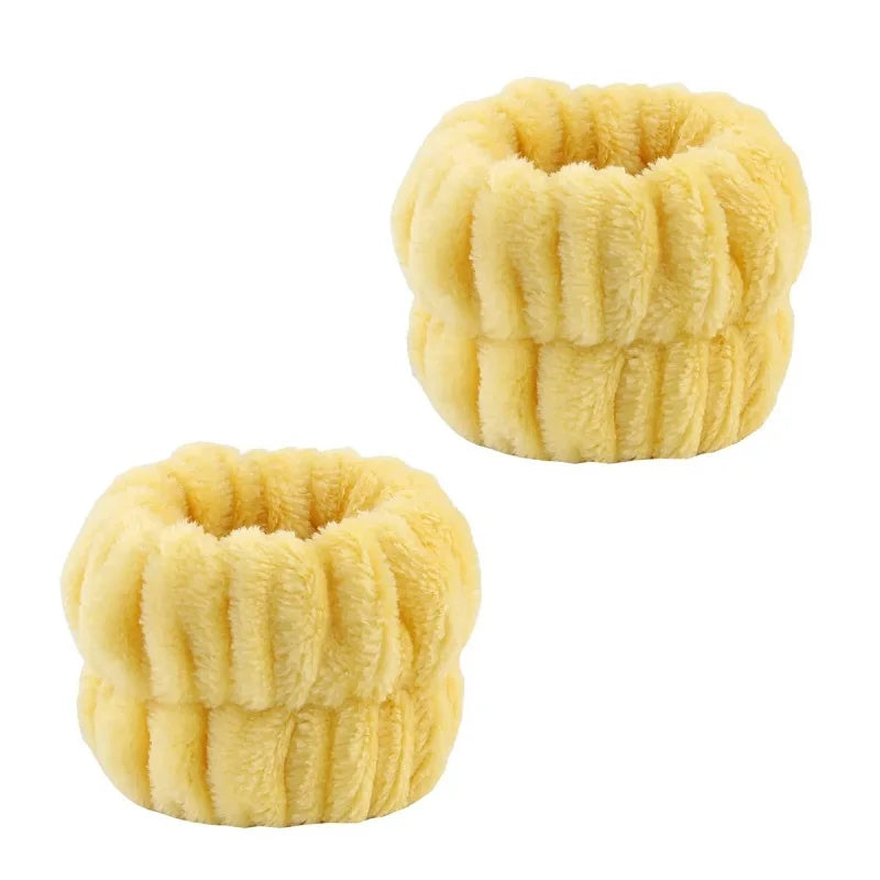 Women's Bow Headband & Wristband Set – Soft Elastic Towel Material for Face Washing, Makeup, Skincare, Yoga & Shower Use