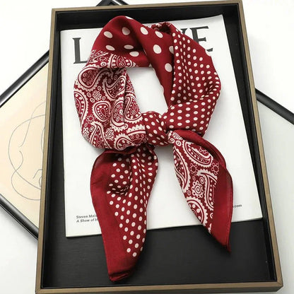 Luxury Print Satin Silk Square Scarf for Women Shawl Hijab Neckerchief Female Hair Ribbon Headband Fashion Wrap Bandana 2023 New l F.A Mirage