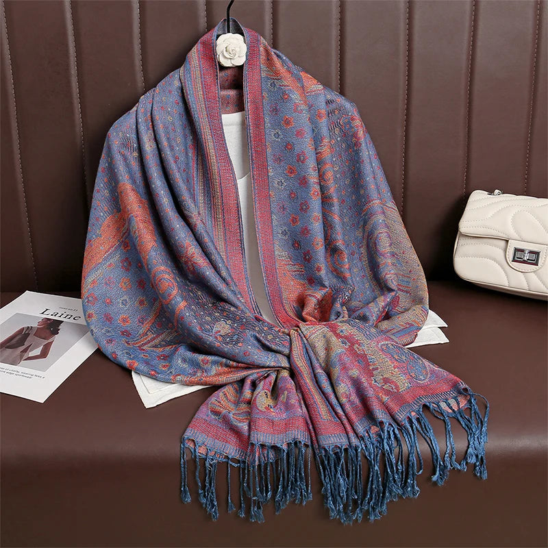 Women’s Paisley Cashmere-Feel Pashmina Shawl 