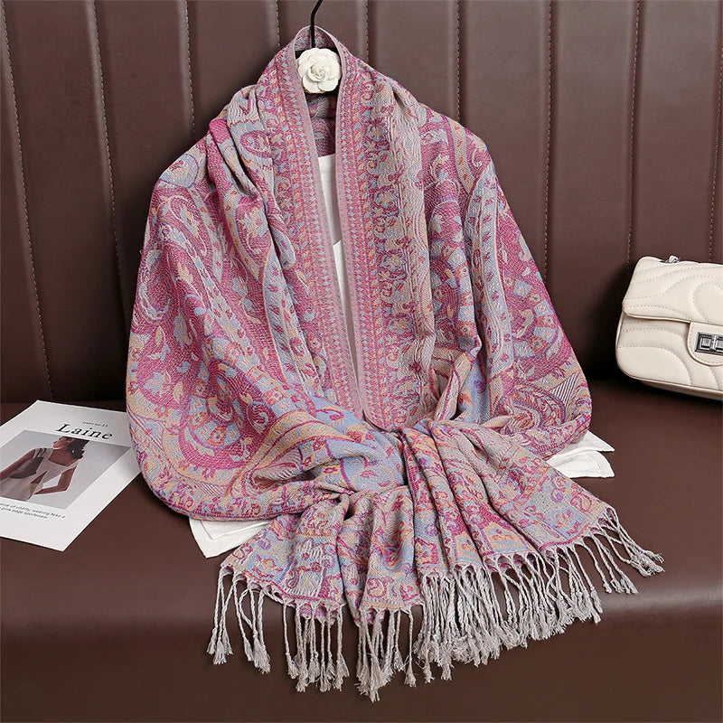 Women’s Paisley Cashmere-Feel Pashmina Shawl 