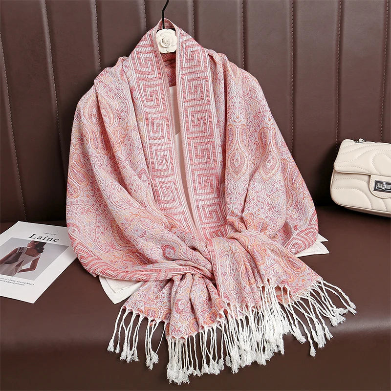 Women’s Paisley Cashmere-Feel Pashmina Shawl 