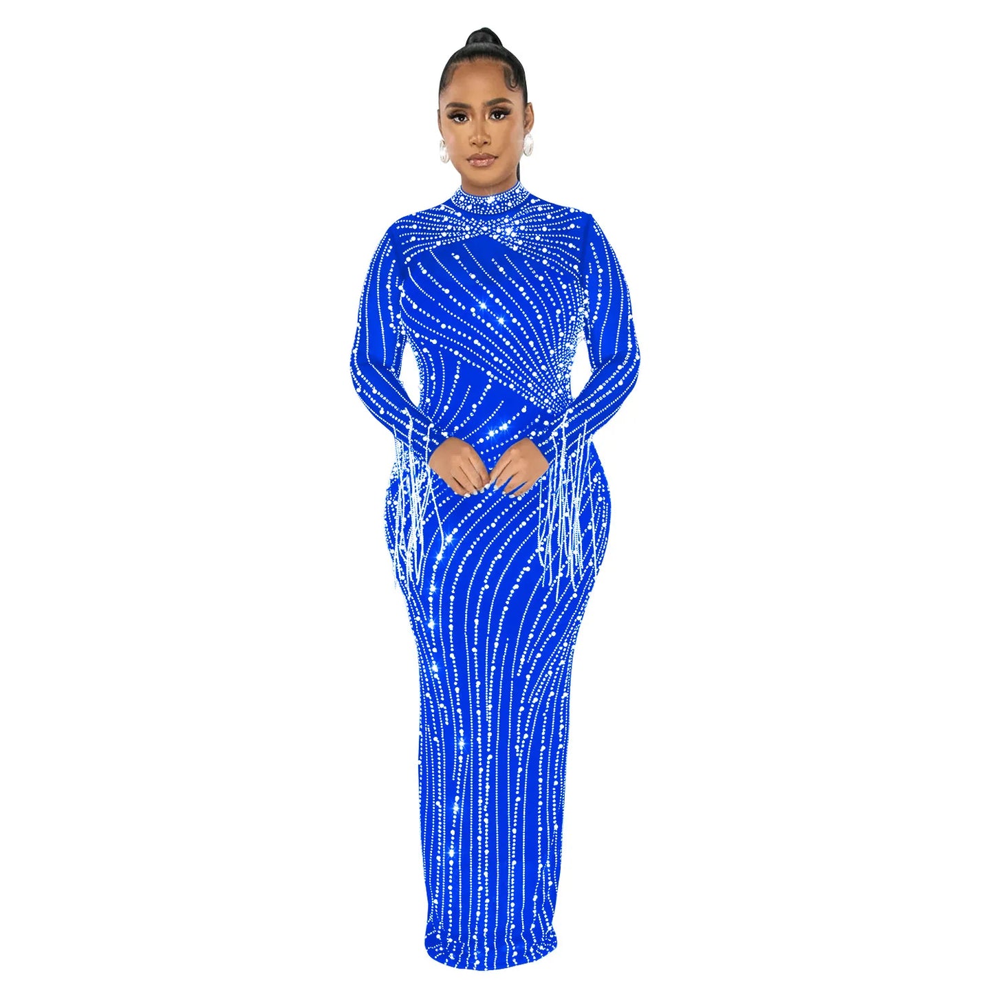 Sparkly Rhinestone Transparent Long party dress