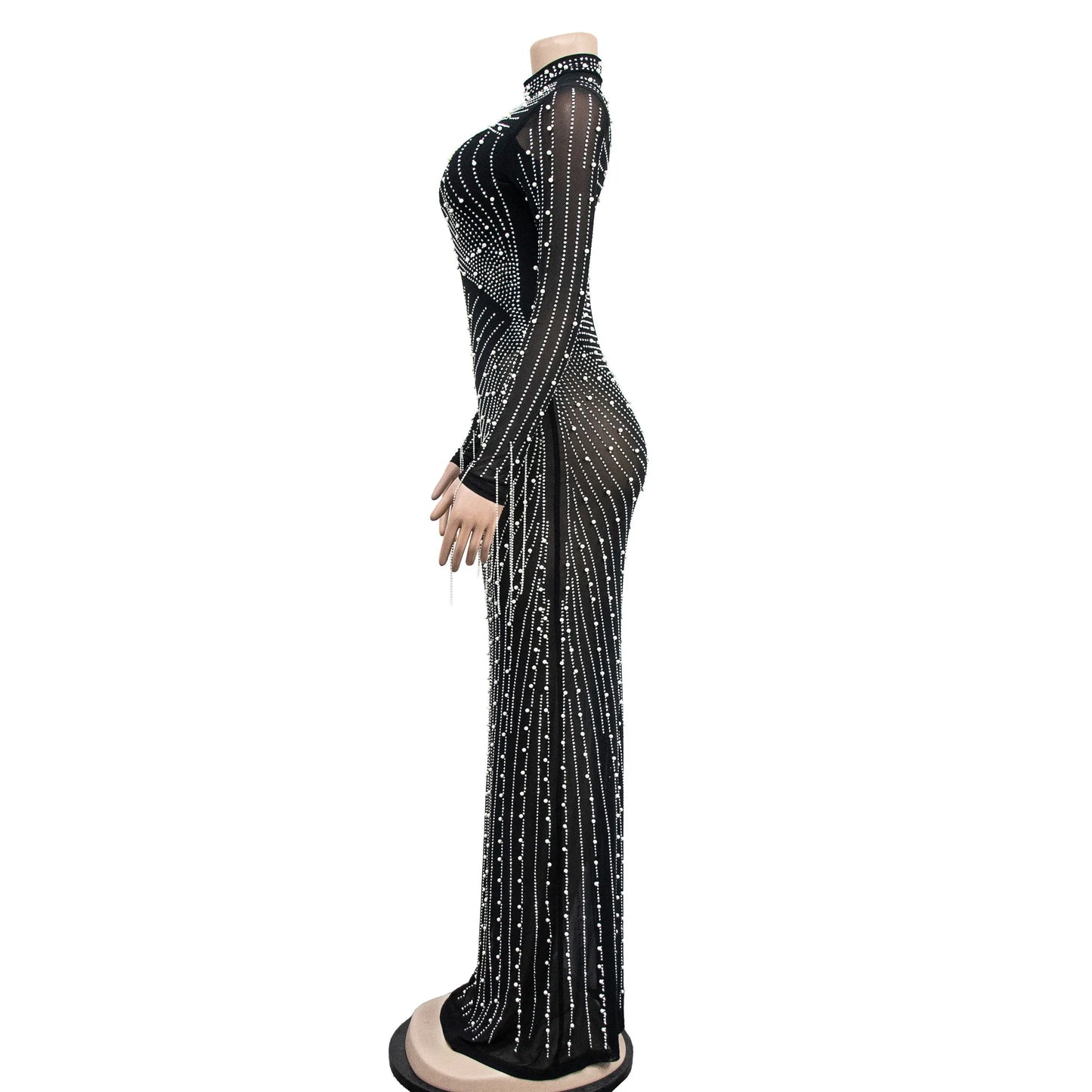 Sparkly Rhinestone Transparent Long party dress