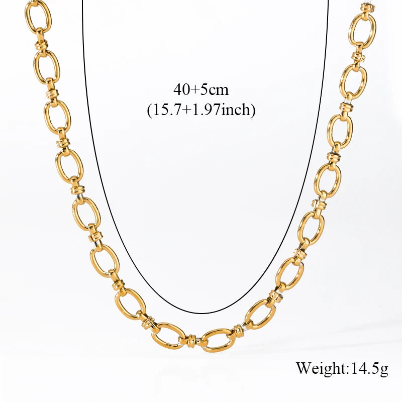 EILIECK 316L Stainless Steel Gold Chain Necklace & Bracelet Set – Simple Charm Jewelry for Women