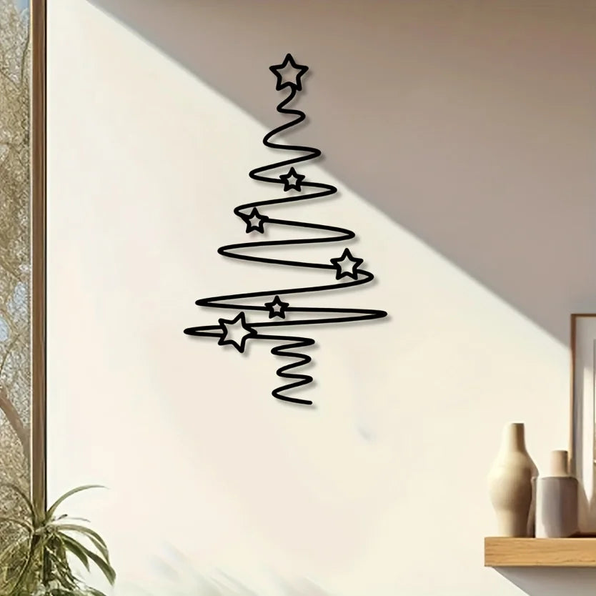 [Wall Decoration Christmas Tree] Elegant Black Christmas Tree Wall Art - Non-Electric Holiday Decor for Indoor & Outdoor.