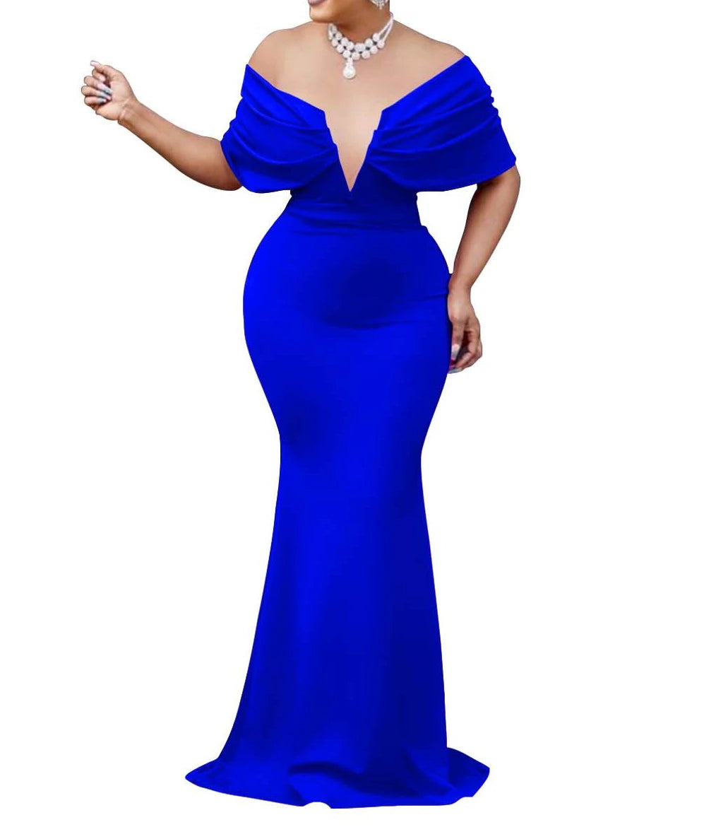 Women Sleeveless Bodycon V-neck Off The Shoulder Elegant Party Dresses