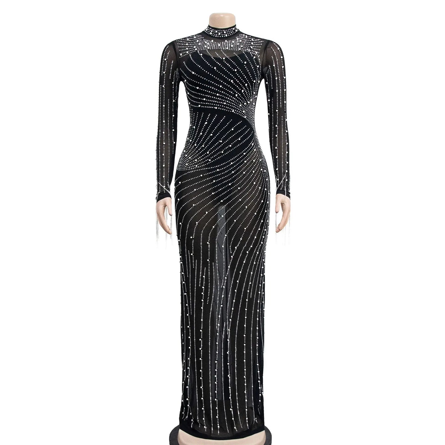Sparkly Rhinestone Transparent Long party dress