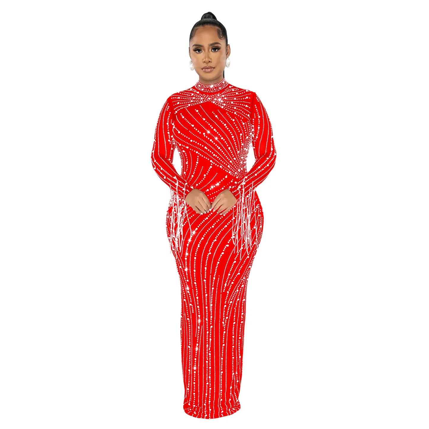 Sparkly Rhinestone Transparent Long party dress