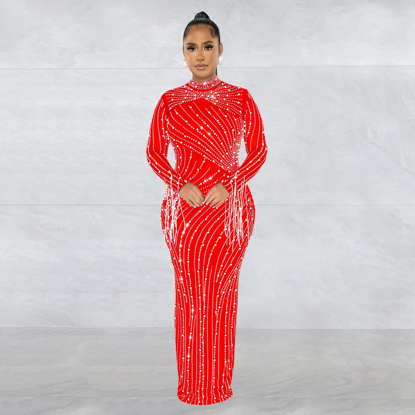 Sparkly Rhinestone Transparent Long party dress