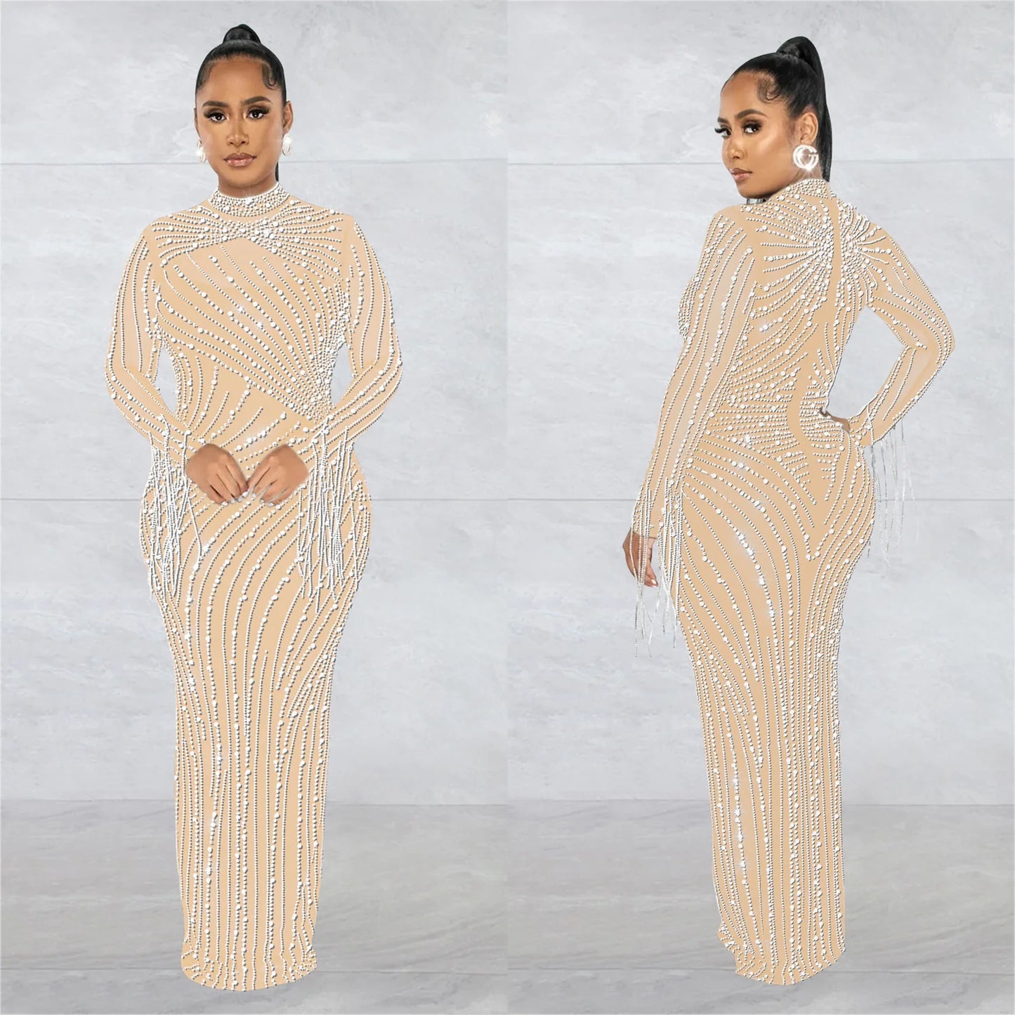 Sparkly Rhinestone Transparent Long party dress