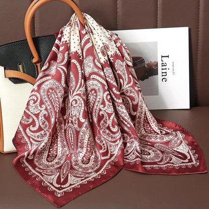 Luxury Print Satin Silk Square Scarf for Women Shawl Hijab Neckerchief Female Hair Ribbon Headband Fashion Wrap Bandana 2023 New l F.A Mirage