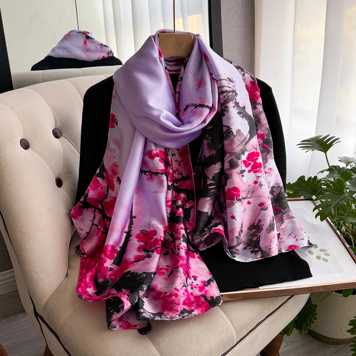 Latest Women Spring High Quality Soft Silk Scarf Women 