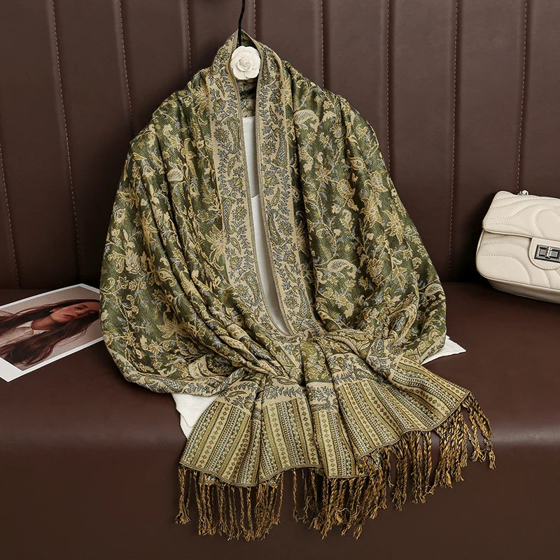 Luxury Brand Autumn Cashmere Pashmina Shawl – Warm Winter Printed Wrap & Cotton Scarf 2025