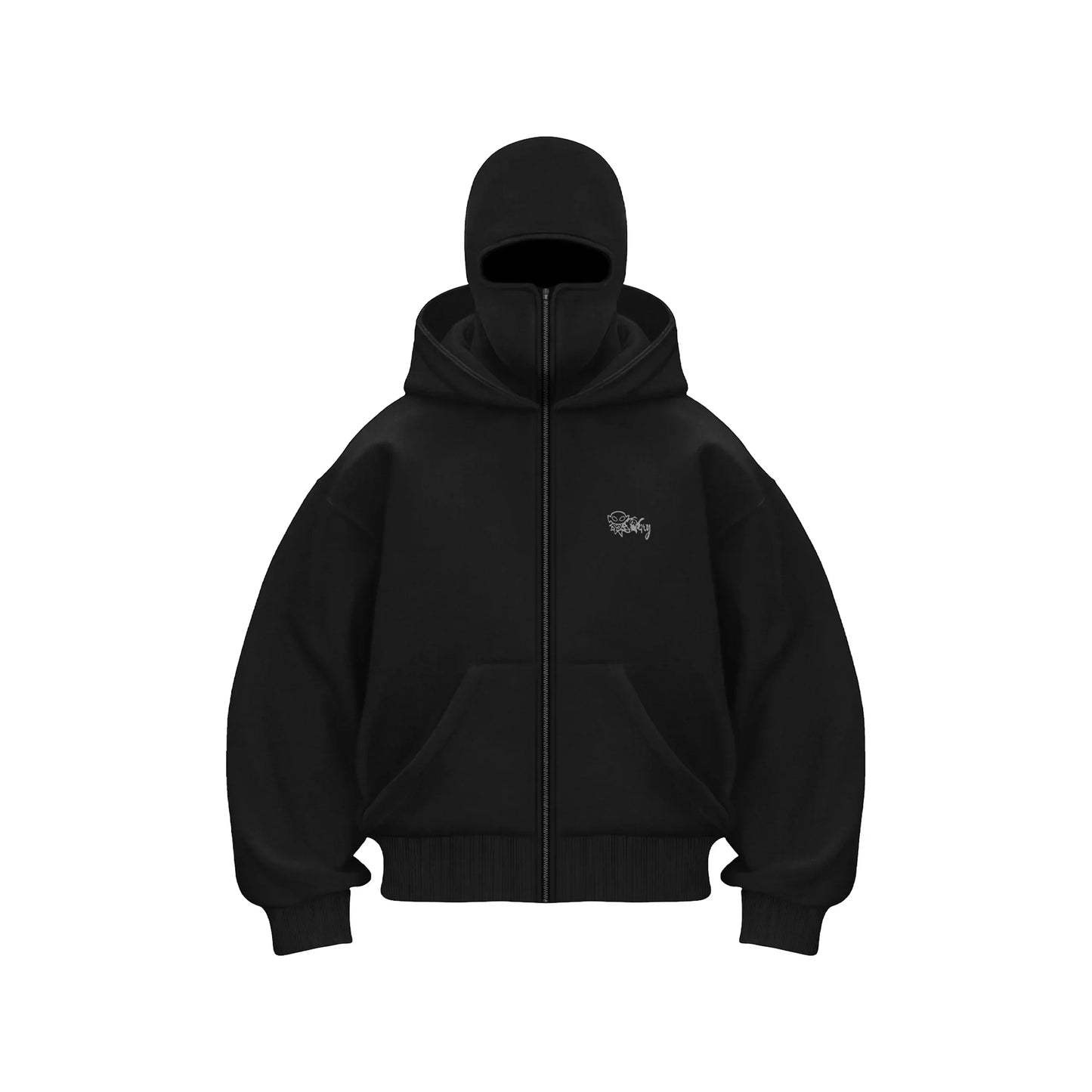 Y2K Vintage Oversized Zip-Up Hoodie – Gothic Streetwear for Men & Women