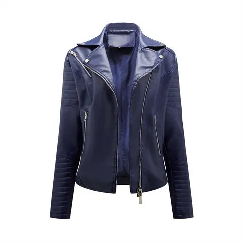 2025 Women’s Faux Leather Biker Jacket – Casual PU Zip-Up Coat S–XXXL