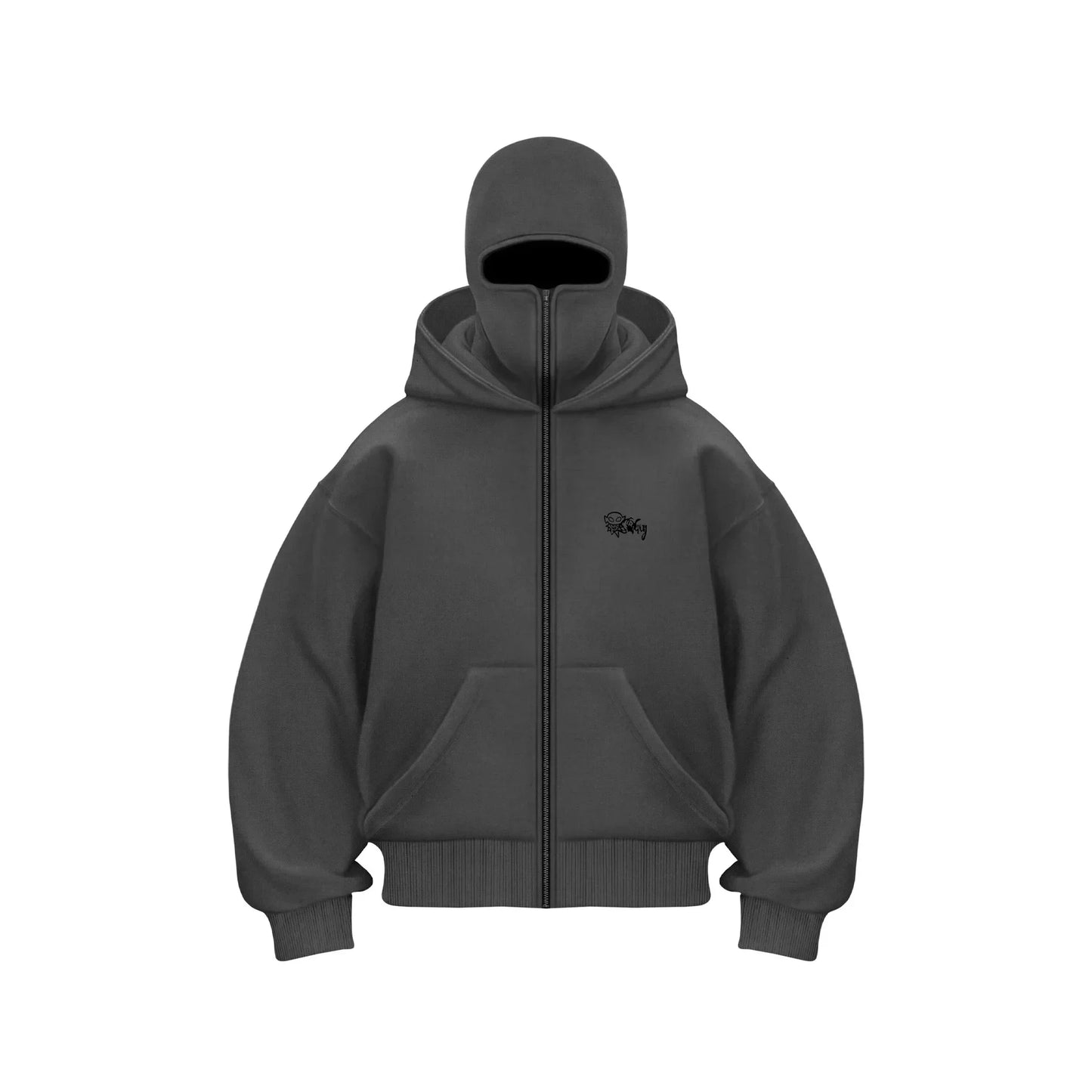 Y2K Vintage Oversized Zip-Up Hoodie – Gothic Streetwear for Men & Women