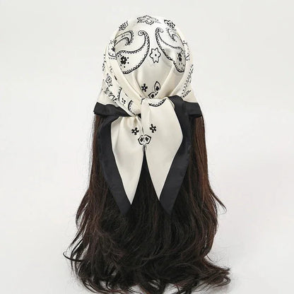 Luxury Print Satin Silk Square Scarf for Women Shawl Hijab Neckerchief Female Hair Ribbon Headband Fashion Wrap Bandana 2023 New l F.A Mirage