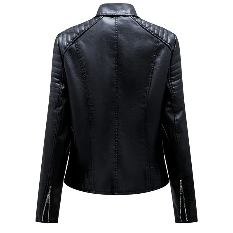 2025 Women’s Faux Leather Biker Jacket – Casual PU Zip-Up Coat S–XXXL