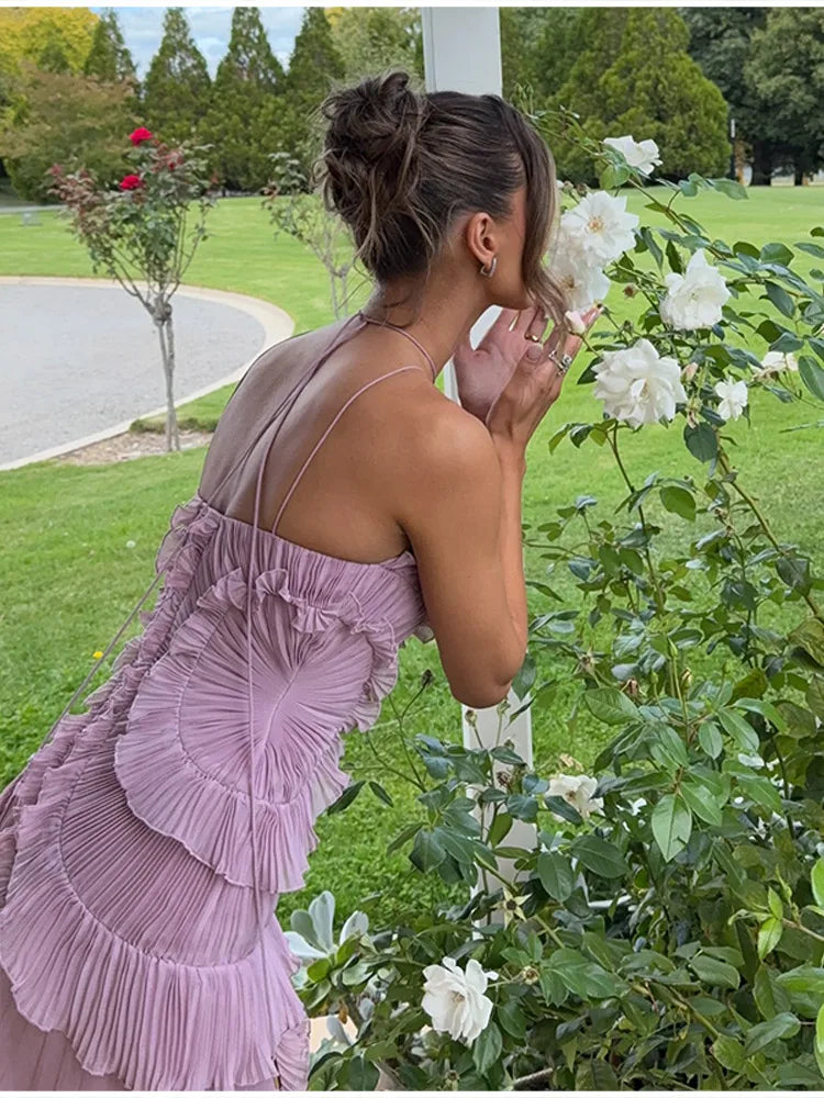 Asymmetrical Chiffon Maxi Dress
