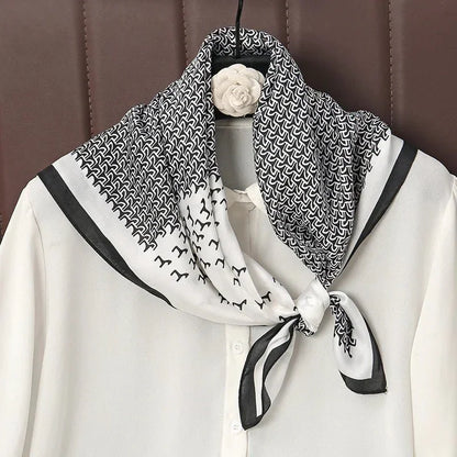 Luxury Print Satin Silk Square Scarf for Women Shawl Hijab Neckerchief Female Hair Ribbon Headband Fashion Wrap Bandana 2023 New l F.A Mirage
