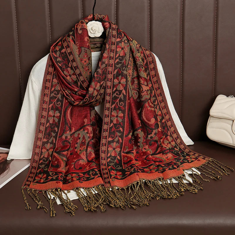 Tassel Blanket Design Thick Pashmina – New Winter Warm Shawl Wrap & Cashmere Scarf for Women 2025