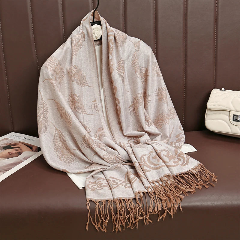 2025 Luxury Thick Cashmere Scarf for Women – Printed Pashmina Wrap, Travel Poncho & Warm Winter Shawl