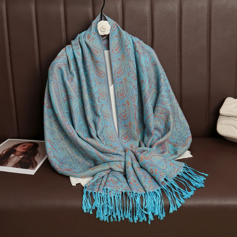 Tassel Blanket Design Thick Pashmina – New Winter Warm Shawl Wrap & Cashmere Scarf for Women 2025