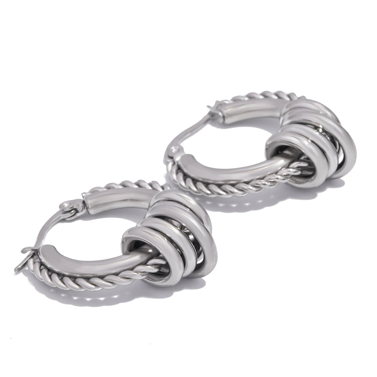 UHBINYCA Trendy Stainless Steel Multilayer Circle Twist Earrings – Gold Plated Statement Jewelry for Women
