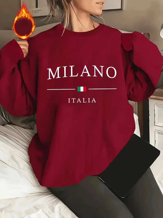 Women’s “MILANO” Oversized Crewneck Sweatshirt – Casual Streetwear Pullover