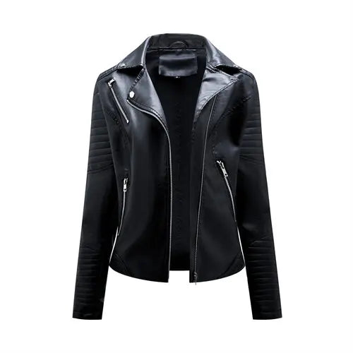 2025 Women’s Faux Leather Biker Jacket – Casual PU Zip-Up Coat S–XXXL