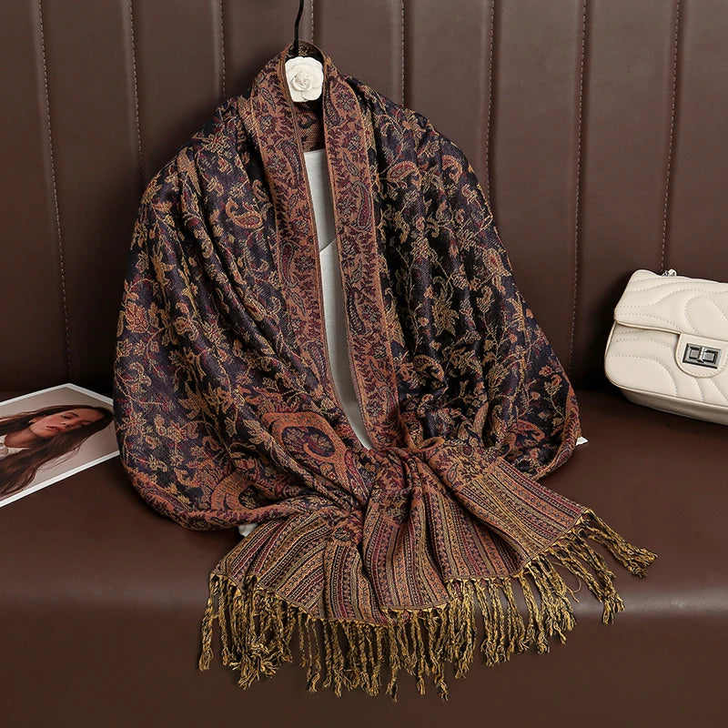 Luxury Brand Autumn Cashmere Pashmina Shawl – Warm Winter Printed Wrap & Cotton Scarf 2025