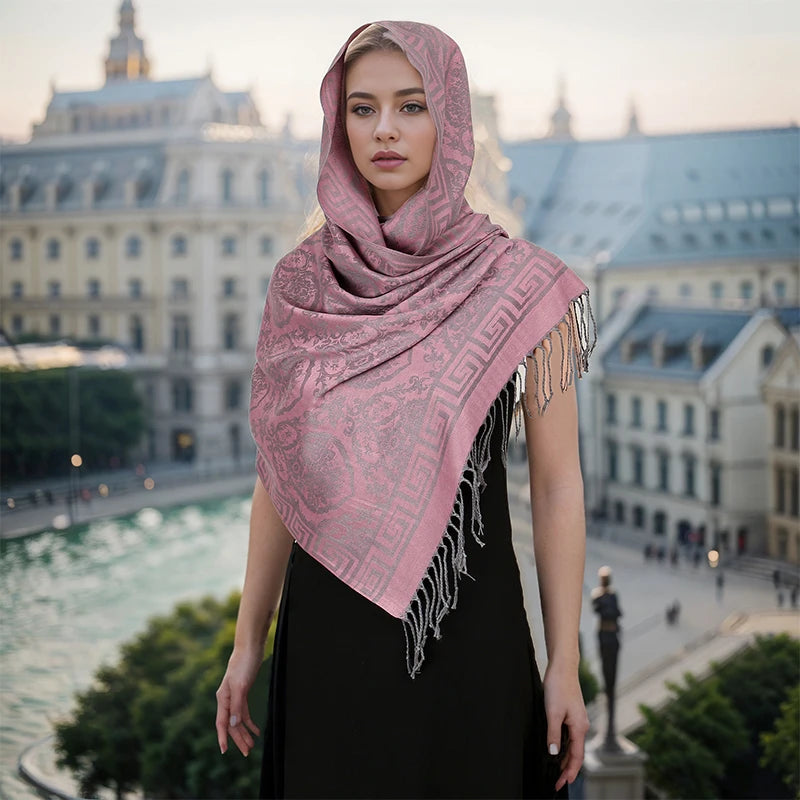 2025 Luxury Thick Cashmere Scarf for Women – Printed Pashmina Wrap, Travel Poncho & Warm Winter Shawl