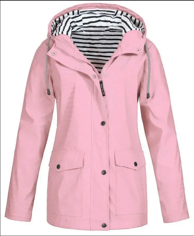 2025 Women’s Hooded Trench Coat – Casual Long Sleeve Windbreaker