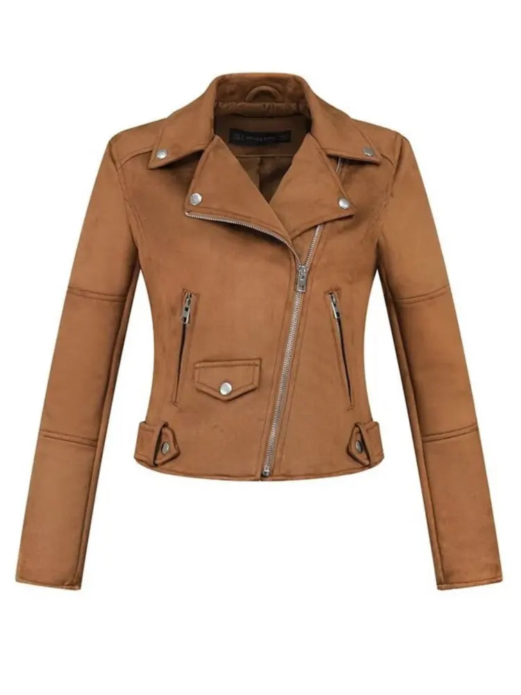 Womens Fashion Soft Faux Suede Leather Jackets 