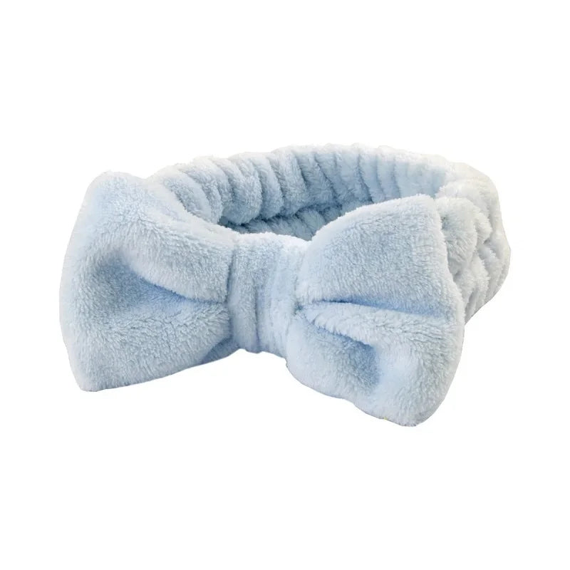 Women's Bow Headband & Wristband Set – Soft Elastic Towel Material for Face Washing, Makeup, Skincare, Yoga & Shower Use