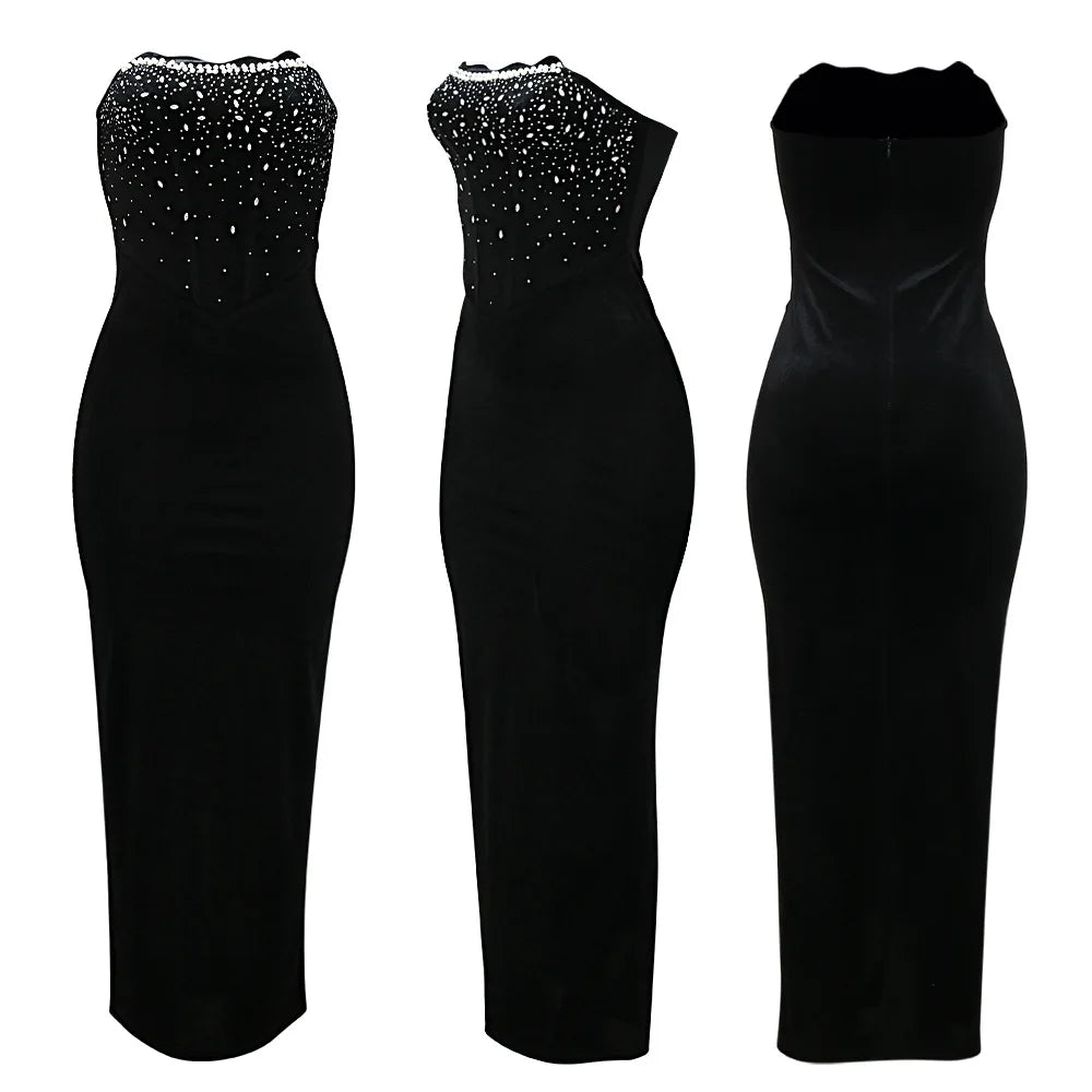 Elegant Dress Women For Wedding Party Dresses Sexy Split Evening Dress Rhinestone Cocktail Birthday Holiday Prom Dresses XSY031