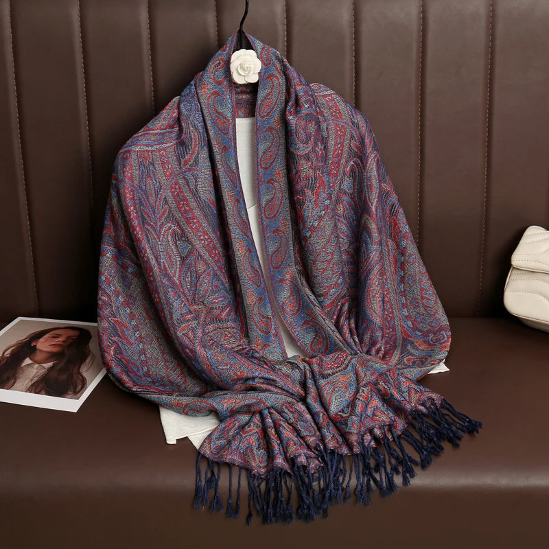 Tassel Blanket Design Thick Pashmina – New Winter Warm Shawl Wrap & Cashmere Scarf for Women 2025