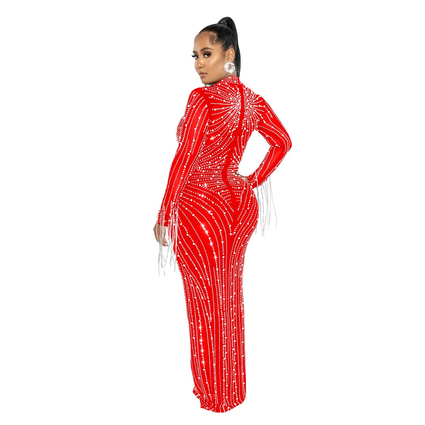 Sparkly Rhinestone Transparent Long party dress