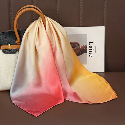 Luxury Print Satin Silk Square Scarf for Women Shawl Hijab Neckerchief Female Hair Ribbon Headband Fashion Wrap Bandana 2023 New l F.A Mirage