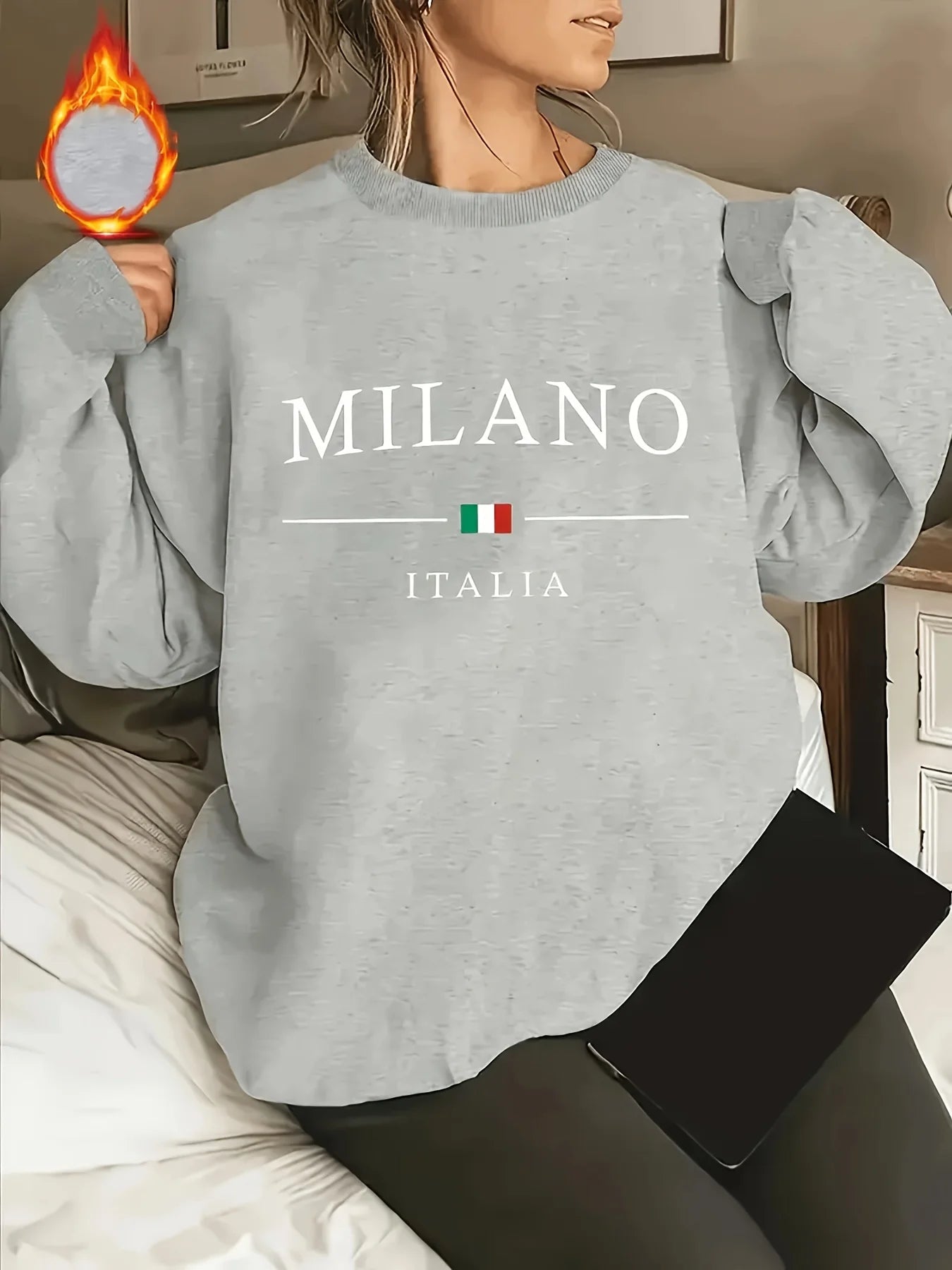 Women’s “MILANO” Oversized Crewneck Sweatshirt – Casual Streetwear Pullover