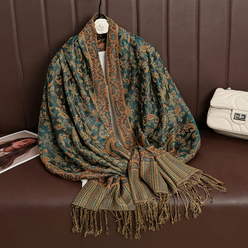 Luxury Brand Autumn Cashmere Pashmina Shawl – Warm Winter Printed Wrap & Cotton Scarf 2025