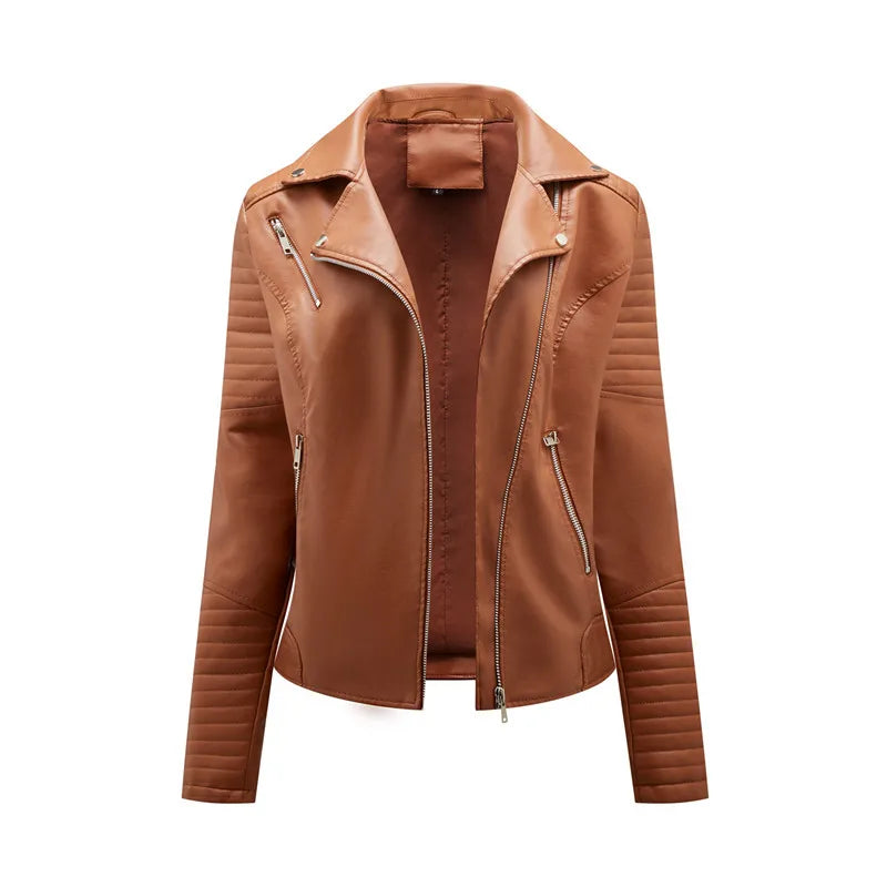 2025 Women’s Faux Leather Biker Jacket – Casual PU Zip-Up Coat S–XXXL