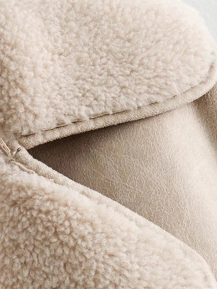 Double Sided Fur One Jacket Cotton Clothes Lamb Wool Coat Leather Jackets Women's Warm Loose Thick Lapel Fashion Casual Overcoat