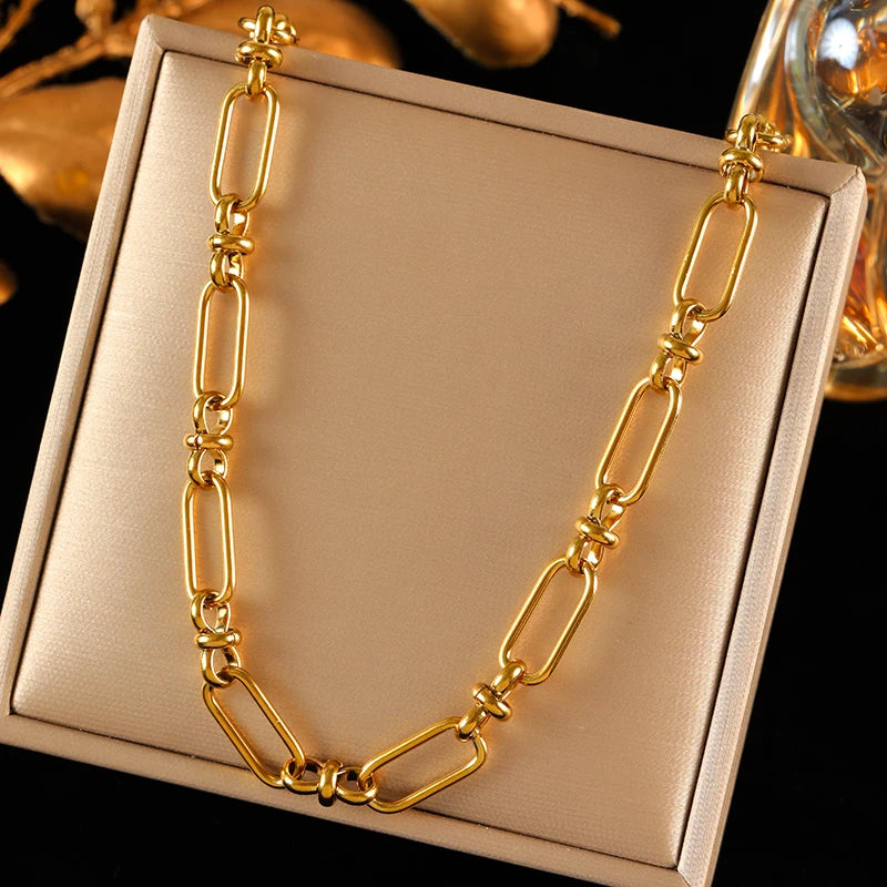 EILIECK 316L Stainless Steel Gold Chain Necklace & Bracelet Set – Simple Charm Jewelry for Women