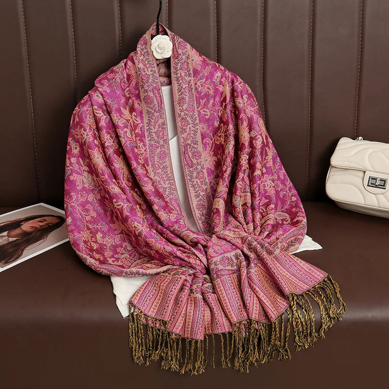Luxury Brand Autumn Cashmere Pashmina Shawl – Warm Winter Printed Wrap & Cotton Scarf 2025
