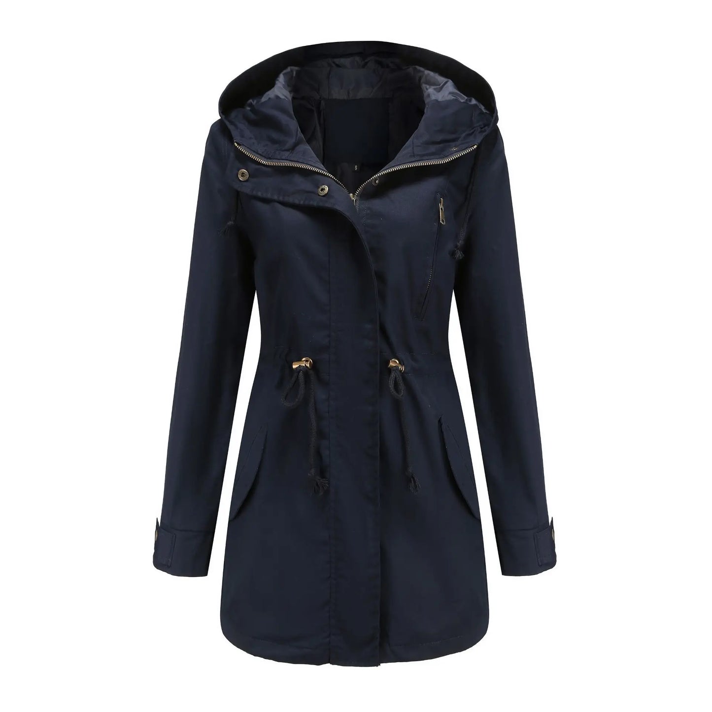 Burgundy Women Hooded Jacket, Green Long Sleeves Windproof Jackets