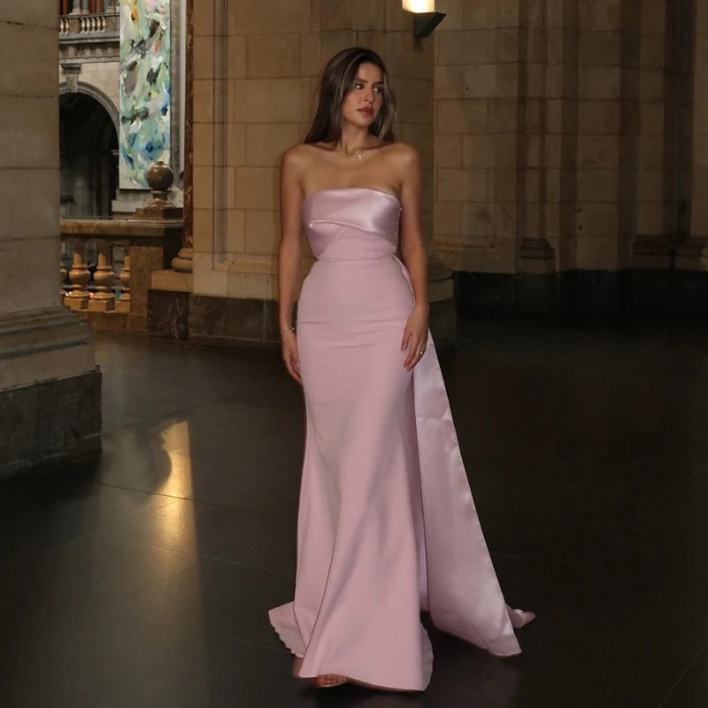Strapless Pink Satin Dress