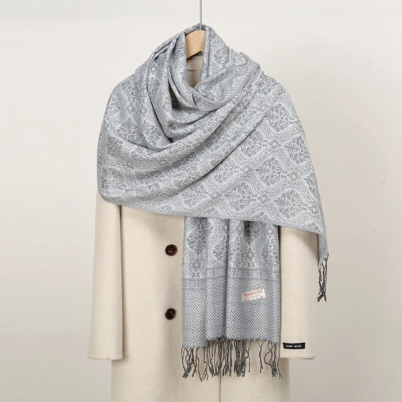 2025 Luxury Thick Cashmere Scarf for Women – Printed Pashmina Wrap, Travel Poncho & Warm Winter Shawl