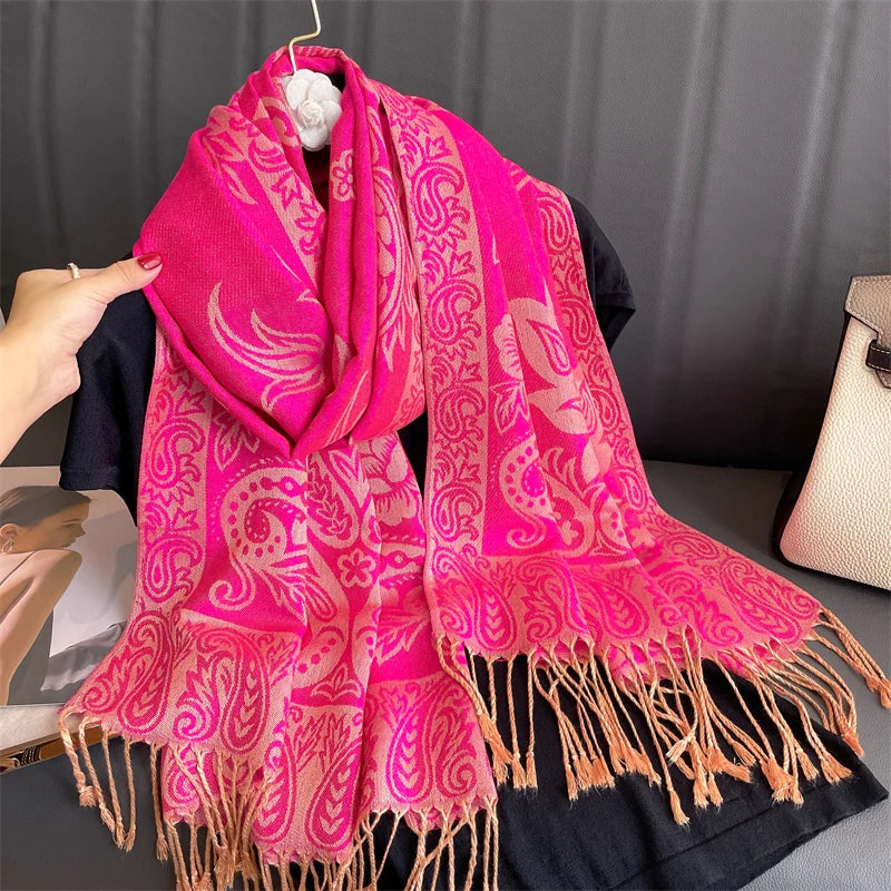Luxury Brand Autumn Cashmere Pashmina Shawl – Warm Winter Printed Wrap & Cotton Scarf 2025