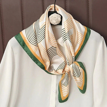 Luxury Print Satin Silk Square Scarf for Women Shawl Hijab Neckerchief Female Hair Ribbon Headband Fashion Wrap Bandana 2023 New l F.A Mirage